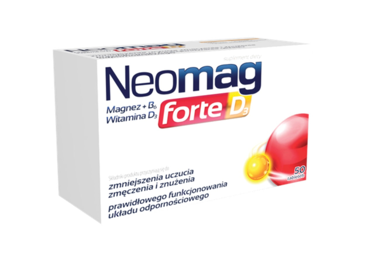 NeoMag Forte D3 Zmniejszenia Uczucia Zmęczenia i Znużenia 50 Tabletek