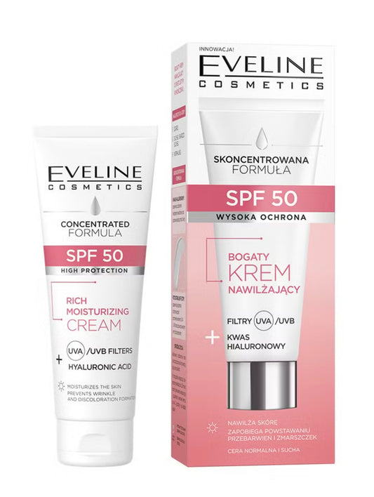 Eveline Bogaty krem nawilżający SPF 50