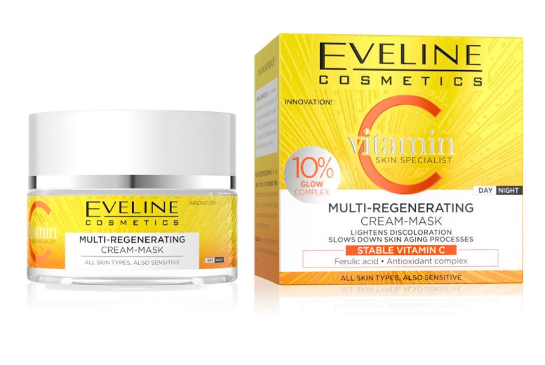 Eveline Skin Specialist Vitamin C Multiregenerujący Krem Maska dla Każdego Rodzaju Skóry na Dzień na Noc 50ml