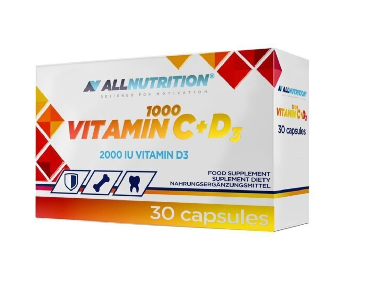 Allnutrition Witamina C 1000 + D3 Wspomaga Układ Odpornościowy 30 Kapsułek