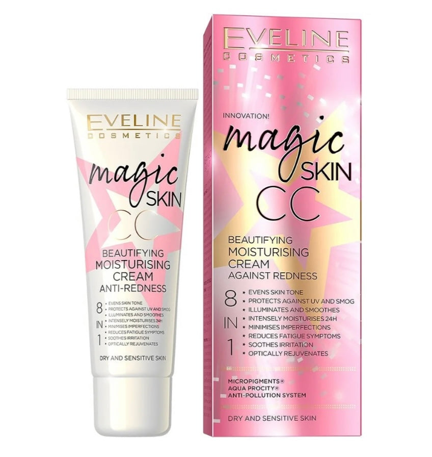 Eveline Magic Skin CC Upiększający Krem Nawilżający 8w1 na Zaczerwienienia 50ml