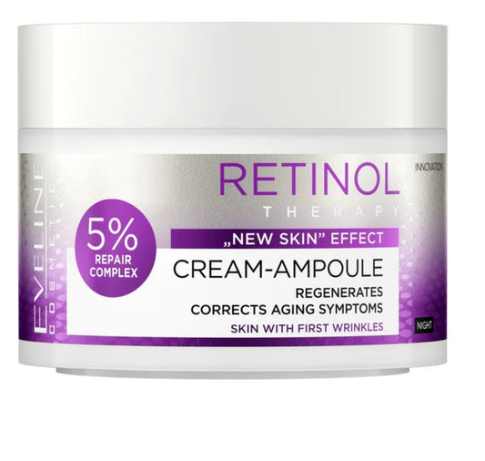 Eveline Retinol Regenerujący Krem-Ampulka 5% Repair Complex Pierwsze Zmarszczki na Noc 50ml