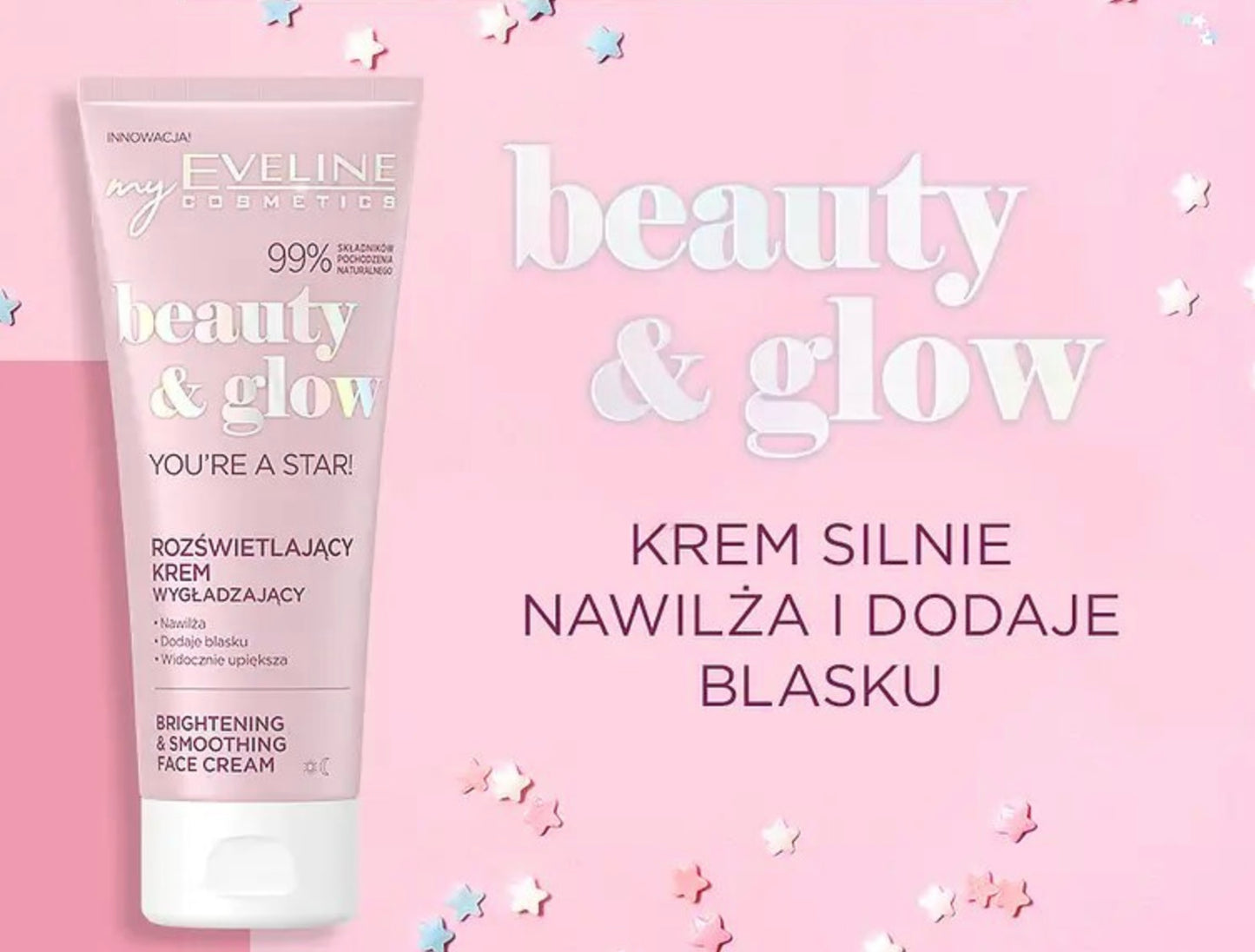 Eveline Beauty & Glow You're a Star! Rozświetlający Krem Wygładzający dla Każdego Typu Skóry 75ml