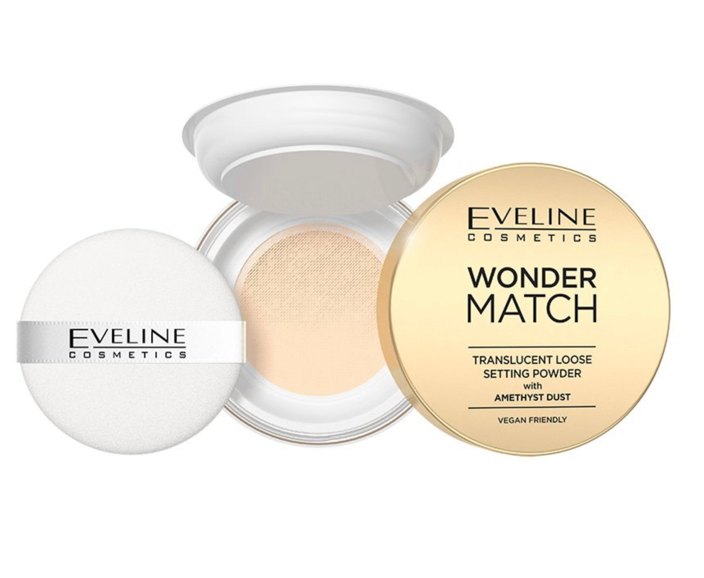 Eveline Wonder Match Lekki Puder Utrwalający z Ametystowym Pyłkiem Vegan 6g