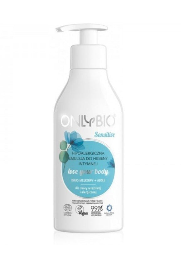 OnlyBio Sensitive Hipoalergiczna Emulsja do Higieny Intymnej z Kwasem Mlekowym i Aloesem 250ml