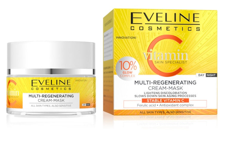 Eveline Skin Specialist Vitamin C Multiregenerujący Krem Maska dla Każdego Rodzaju Skóry na Dzień na Noc 50ml