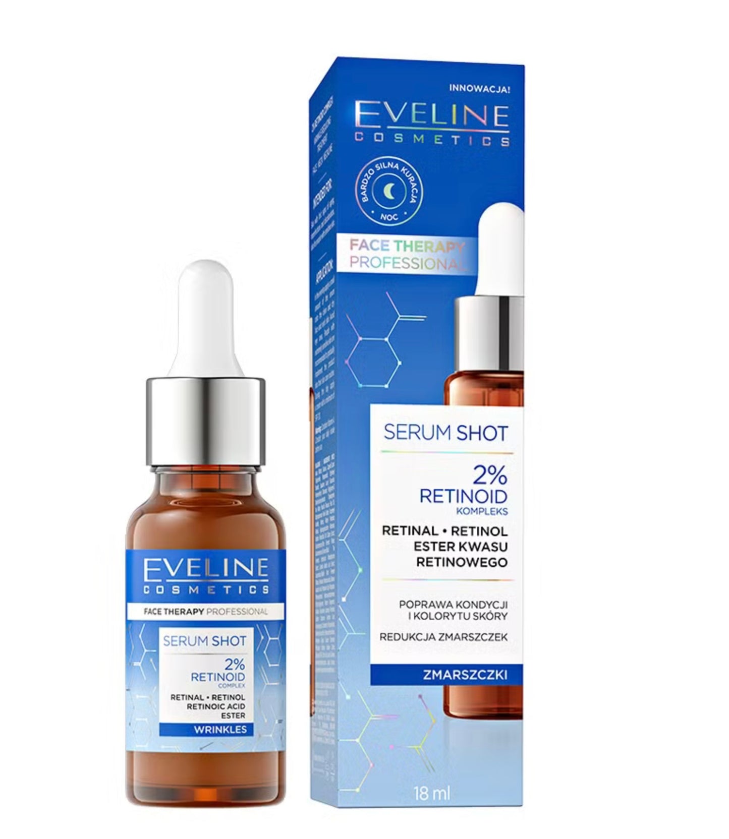 Eveline Face Therapy Professional Serum Shot Kuracja Redukująca Zmarszczki z 2% Kompleksem Retinoidów 18ml